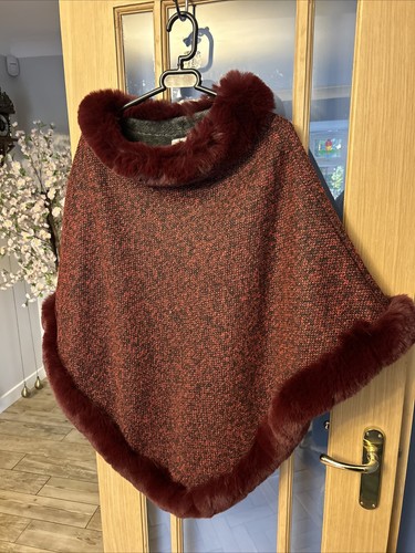 Gerard Pasquier Poncho Cape Knitted Outer Fleece Inner One Size - Picture 1 of 9