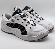 Dexter Womens Bowling Shoes 10M White Blue Black Suede Slide Rite Lace Up