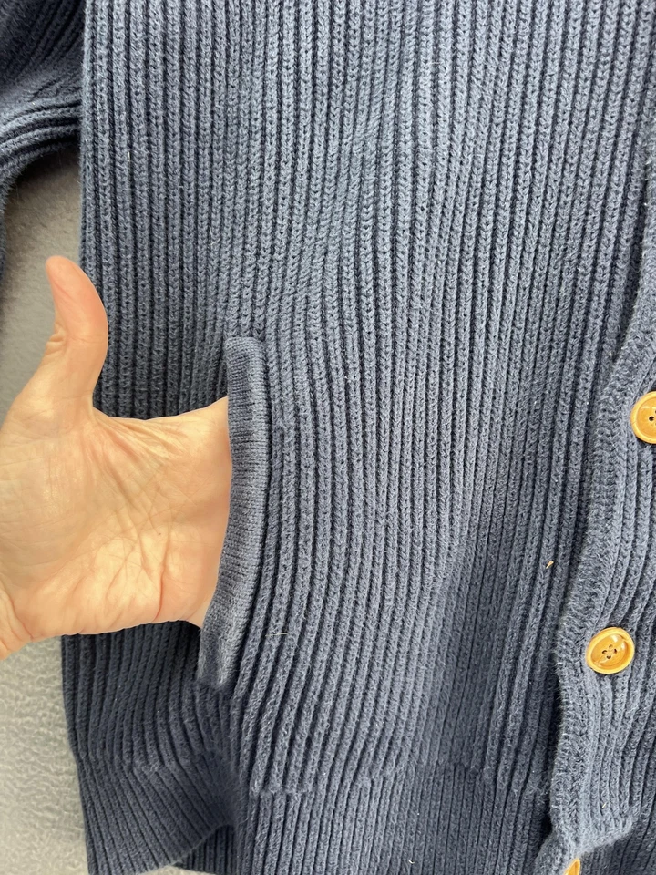 Cárdigan suéter Brooks Brothers cuello chal para hombre XL azul marino acanalado tejido botones Foto 2 de 4