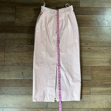 VINTAGE Suzelle Sz 6 Pink Leather Pencil Skirt High Waist Hong Kong Womens 13717