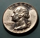 🟅 UNC 1963 D 90% Silver Wash. 25¢ - 63-Year-Old Coin FREE SHIP (#03)