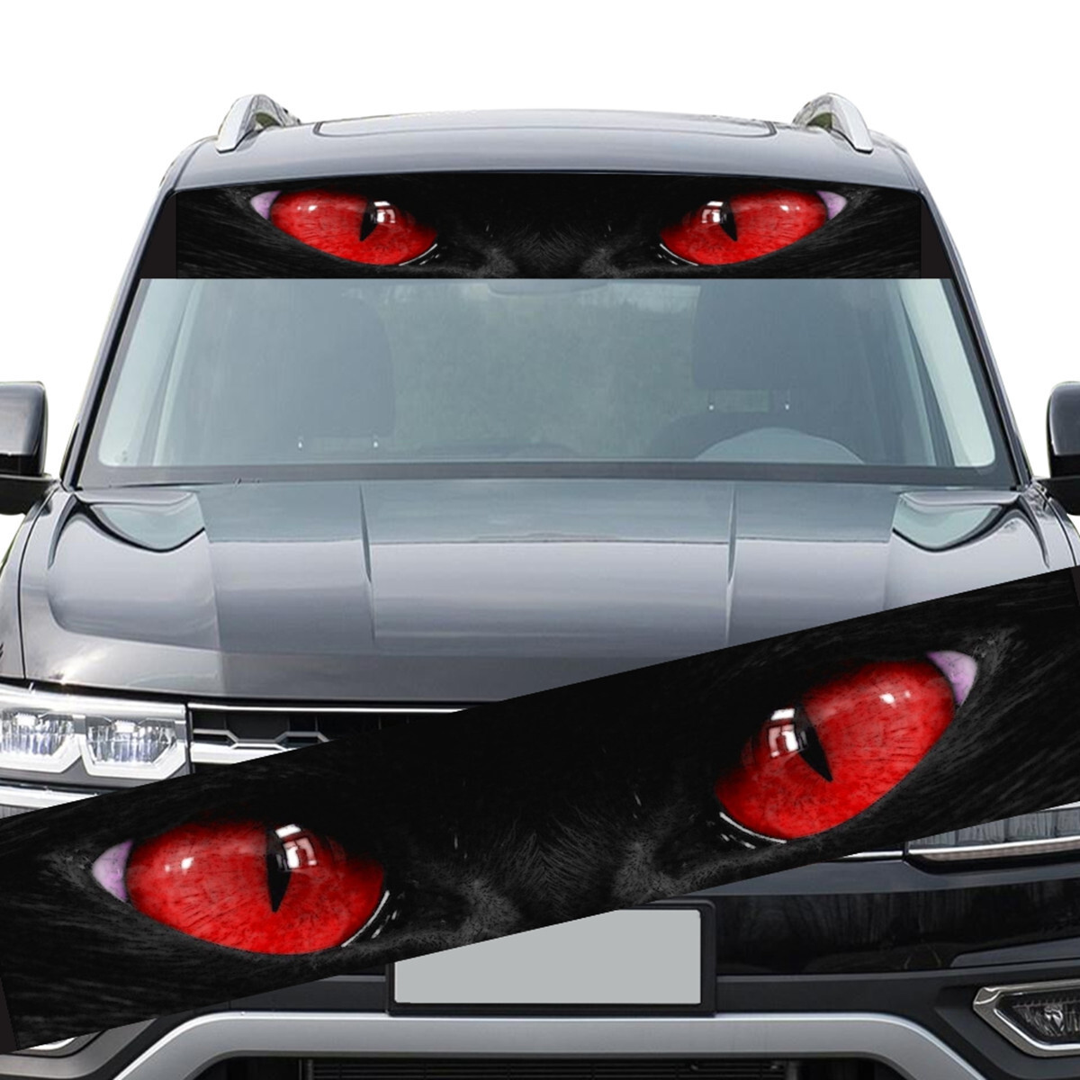 Car Window Banner Front Windscreen Cat's Eye Sticker Sun Visor Vinyl Decal Strip