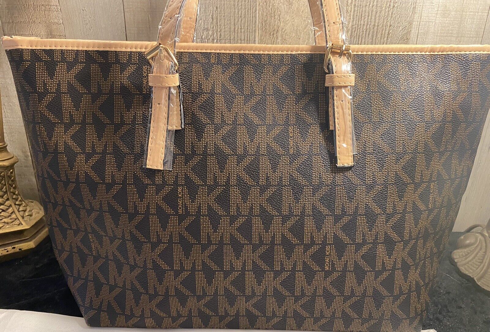 Michael Kors Jet Set Travel Top Zip Signature Monogram Tote Handbag for  Women 193599266909