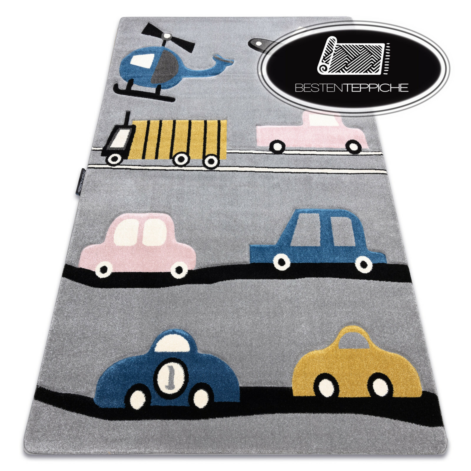 Tappeto Moderno' Petit 'Giocattoli Auto Grigio per Bambini Migliore Qualità