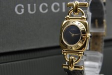 [ N MINT w/Box ] GUCCI 6300L Horsebit 21mm Black Dial Gold Quartz Women's Watch