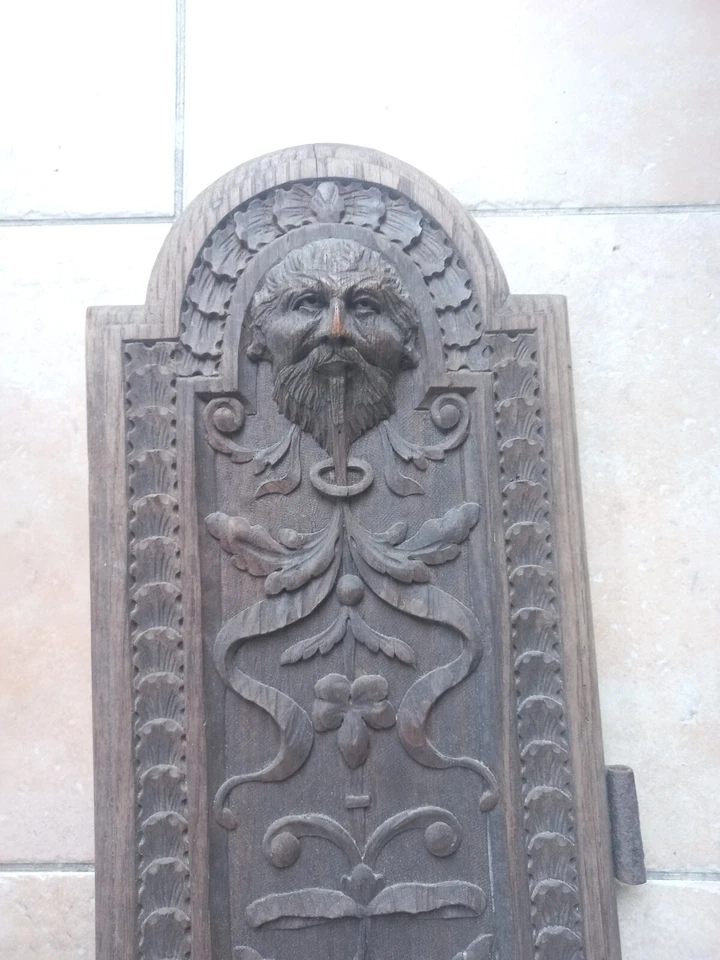 ancienne grande porte bois sculpté massif chateau eglise meuble ancien - Photo 2/4