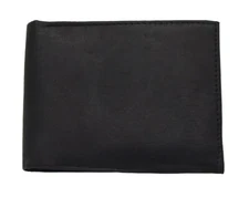 Leather Bi-fold Black Wallet Bills Credit Card Holder Pockets Unisex Men Wallet