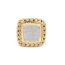 John Hardy Ring Diamonds 18k Yellow Gold Classic Chain Square Large  Size 8.75
