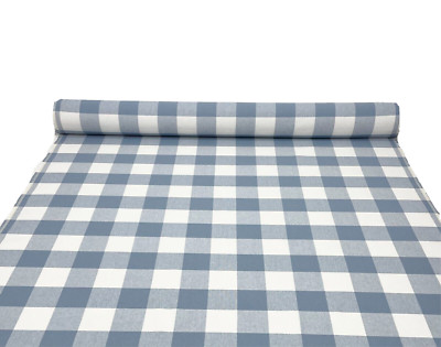 BALLARD DESIGNS BUFFALO CHECK CORNFLOWER BLUE WHITE MULTIUSE FABRIC BY YARD 54''W