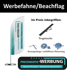 Werbefahne 510cm hoch inkl. Mast, Kreuzgestell, Wasserring, Tragetasche. RABATT!