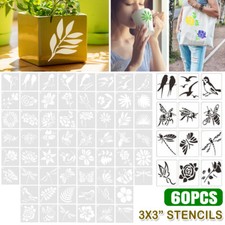 60pcs Flower Painting Stencil Reusable Wild Flower Stencil Plant Crafts Drawing