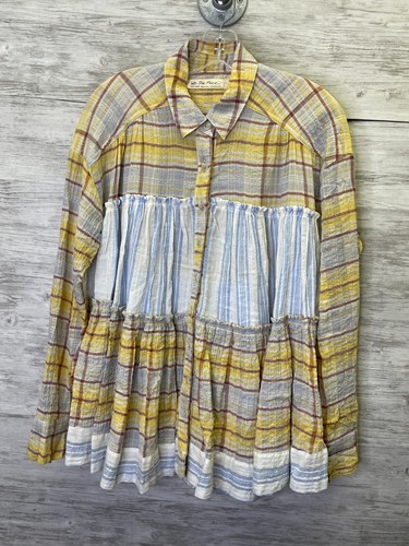 We The Free Top XS Damen Langarm Tunika mit Knopfleiste Boho kariert