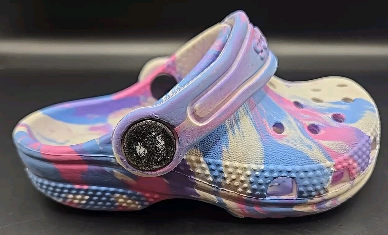Classic Crocs Digital Pink Purple White Colored Marbled Tie Dye Clogs Kids C 6 image 8