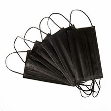50 PCS BLACK 3-Ply Face Mask Disposable Dental non Medical Surgical Cover