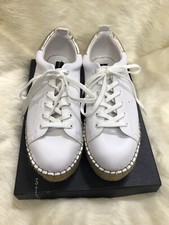 Steven 9 Steve Madden White PU Pappy Flatform Platform Silver Lace Sneakers