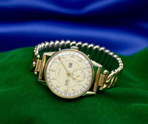 Movado para Tiffany & Co 14K Oro Amarillo Reloj Con Día/Fecha ,Triple Calendario - Imagen 6 de 11