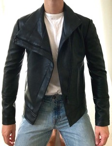 jaqueta de couro preta zara