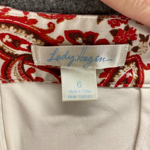 Lady Hagen Skirt Women 6 Red Beige Paisley A Line Build In Brief - Picture 7 of 8
