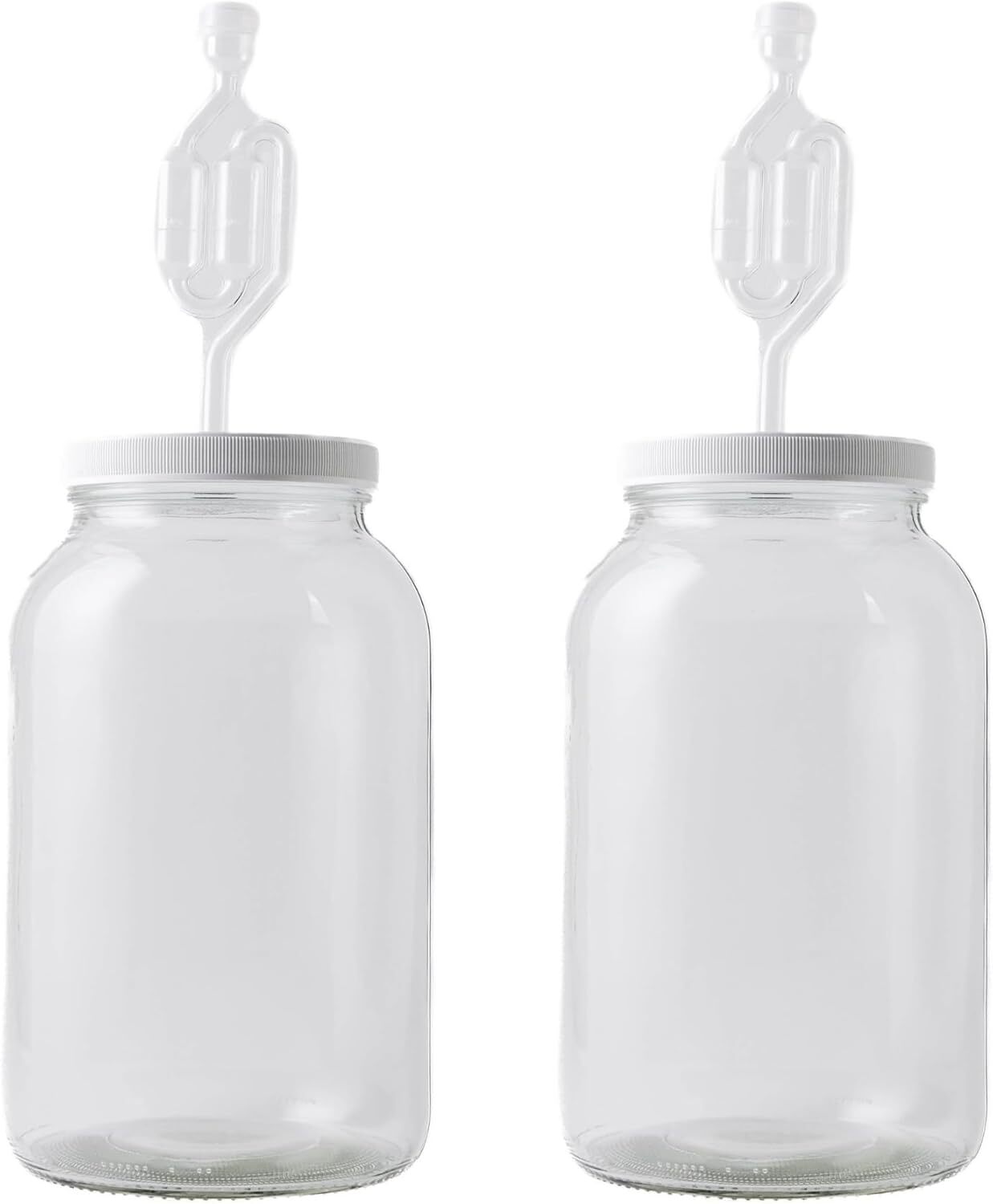 1-Gallon Wide-Mouth Glass Jar with Drilled Lid & Dual Bubble Airlock Fermenting Vessel  