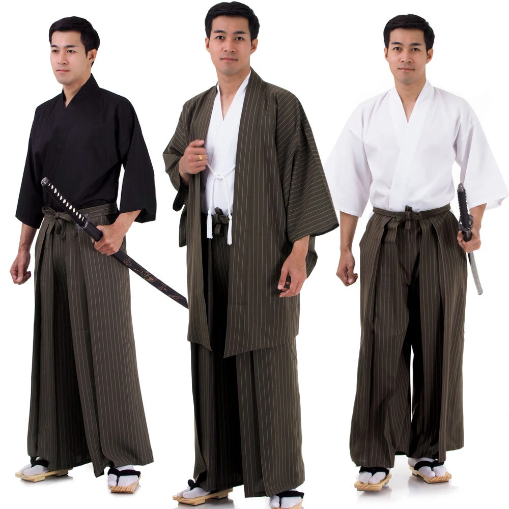 Japanese Samurai Kimono Set Kendo Gi Hakama Pants Haori Jacket Cosplay  Costume