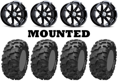 Kit 4 ITP Blackwater Evolution Tires 30x10-14 on MSA M12 Diesel Black Wheels TER