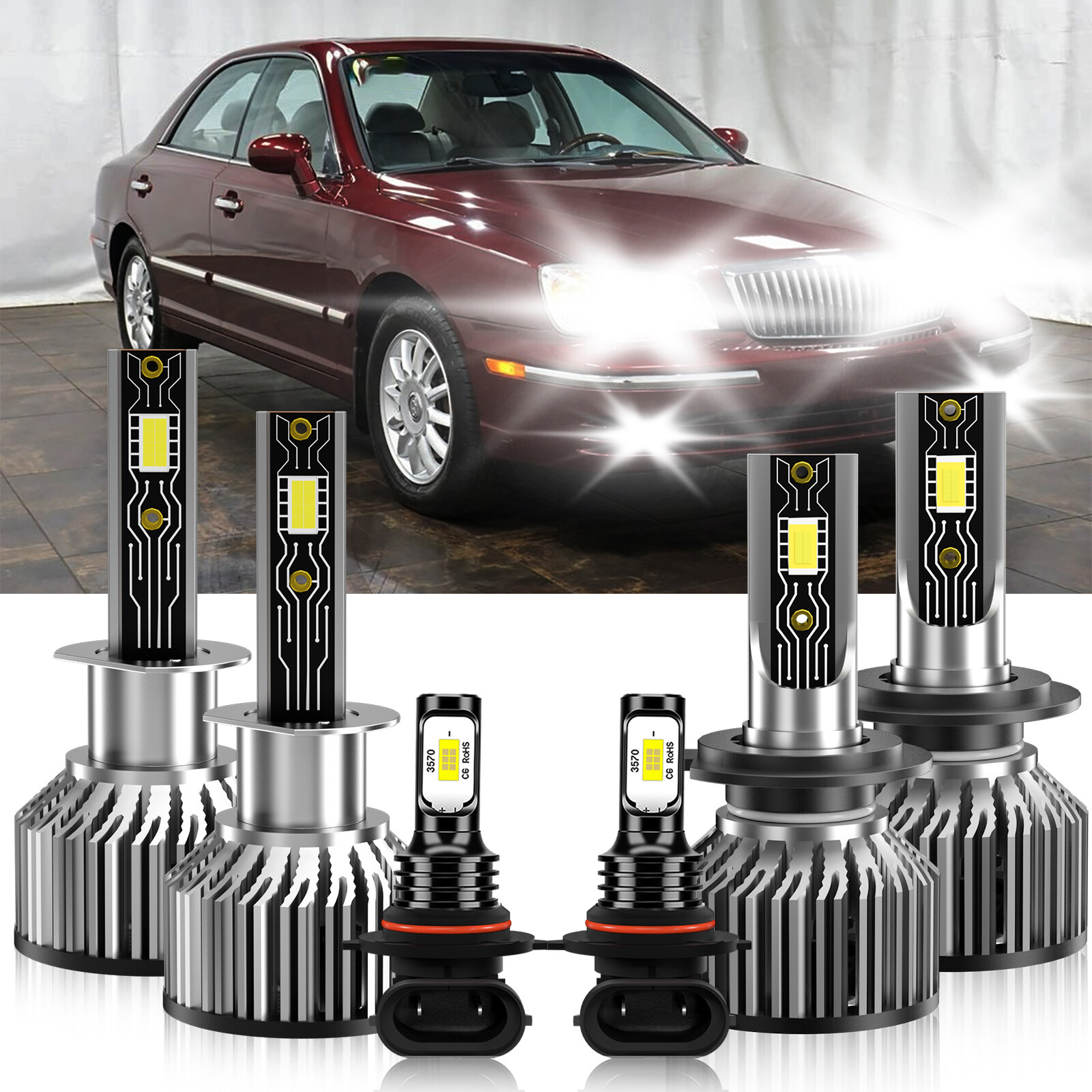 For Hyundai XG350 2002-2005 LED Headlight Kit+Fog Light Bulbs Combo White 6500K