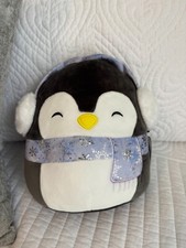 ORIGINAL SQUISHMALLOWS 8" Luna the Penguin With Purple Earmuffs NWT