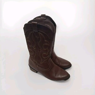 Cat Jack Brown Embroidered Western Cowboy Boots Big Kids Boy