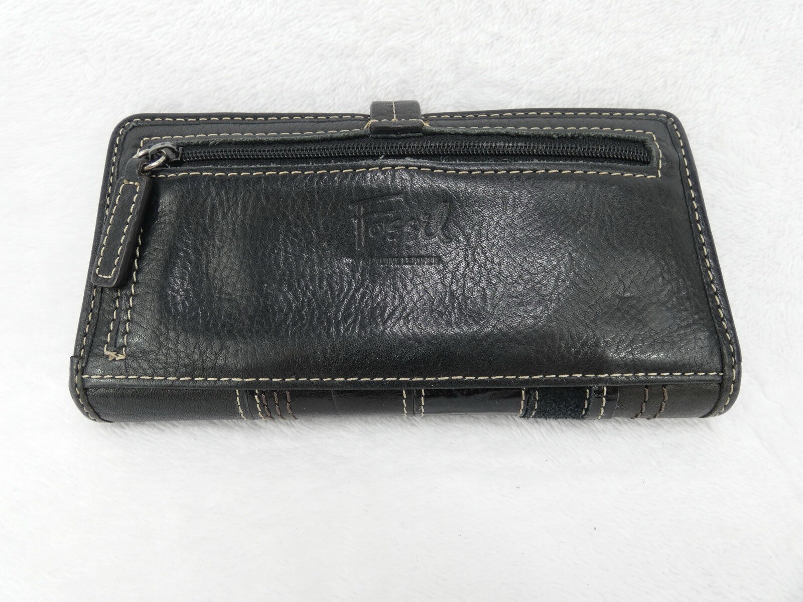 Fossil Patchwork Black Leather Clutch Credit Card… - image 4