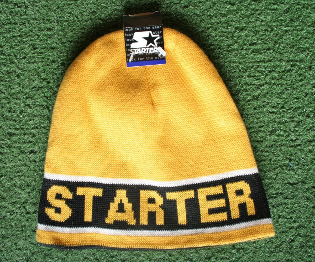 Vintage Y2K Starter Yellow & Black Beanie Winter Hat Youth One