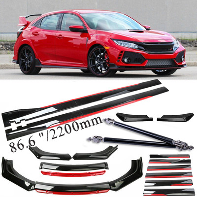 For Honda Insight Red Front Bumper Lip Spoiler Splitter Side Skirt Body