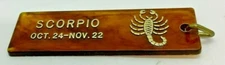 Vintage Scorpio Horoscope Zodiac Key Ring Astrology Tortoise Shell Color Fob