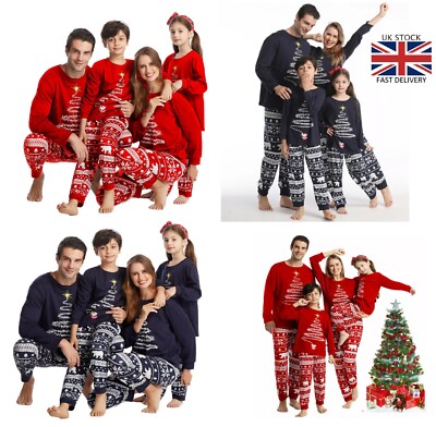 Familienpassender Weihnachtspyjama - Erwachsene Kinder Nachtwäsche Baumwolle Pyjama Schlafanzug Set