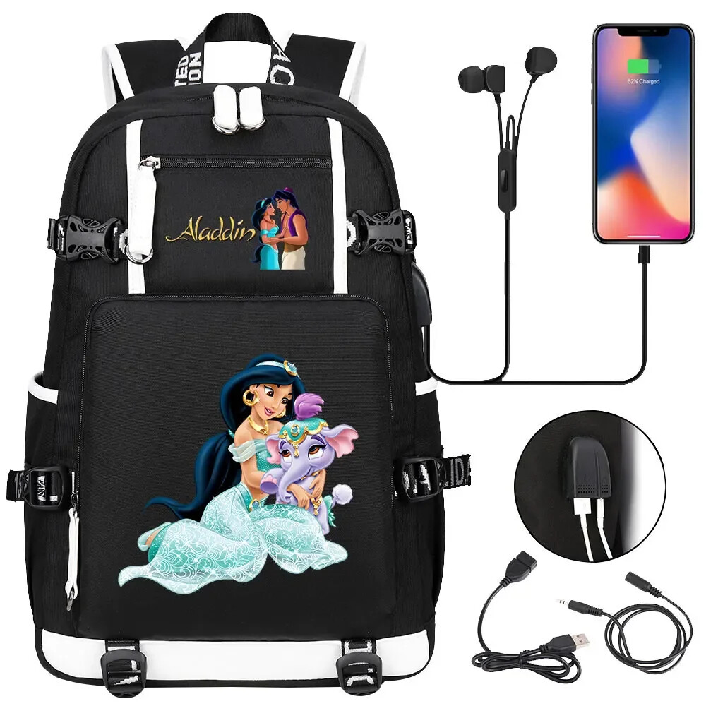 Jasmine Princess USB Teenagers Schoolbags Laptop Travel Backpack