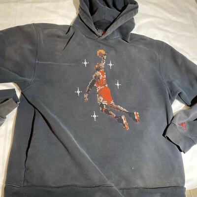 Jordan Jumpman Hoodie Men's L Slam Dunk Contest Graphic Cross Stitch Black