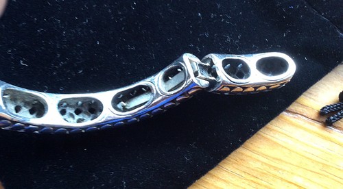 Bracciale Argento Sterling Punti Filigrana Lavoro Aperto Unico Chiusure Cerniera 42g - Foto 4 di 6