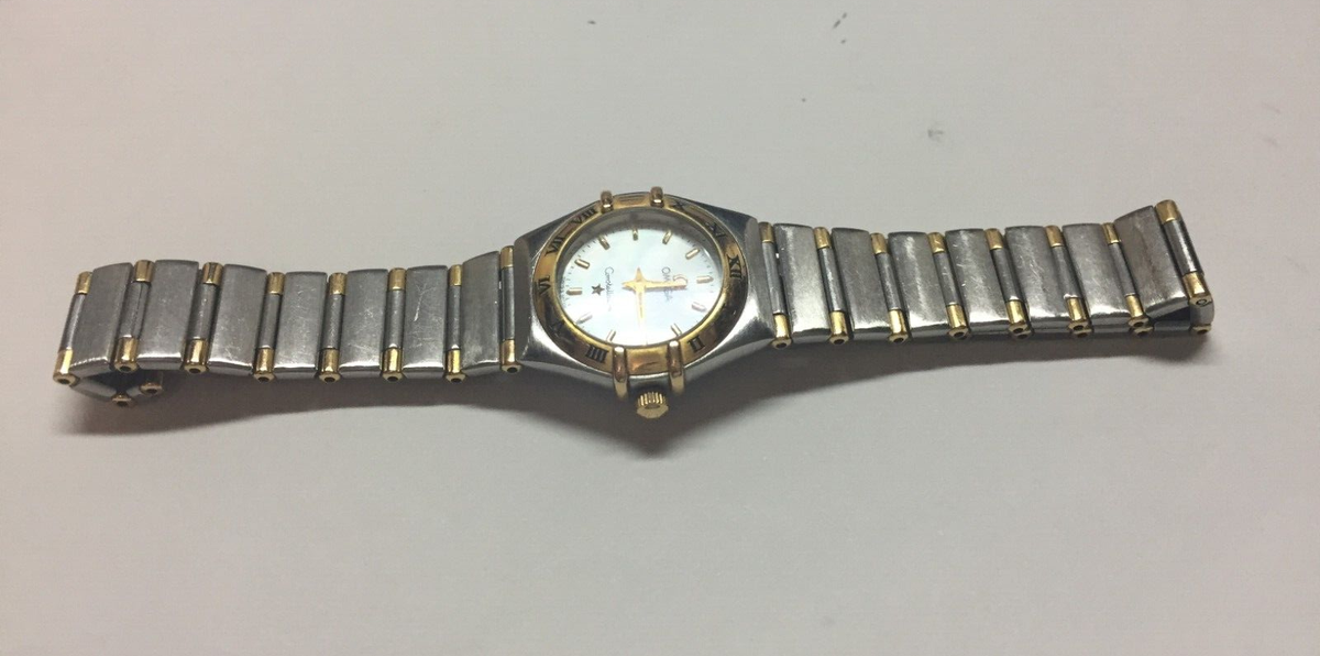 Omega Gold-Tone Women\'s Square Dial Watch with Two-Tone Bracelet Vintage Omega De Ville Ladies Tank, NOS, Two-Tone Dial  main image 2