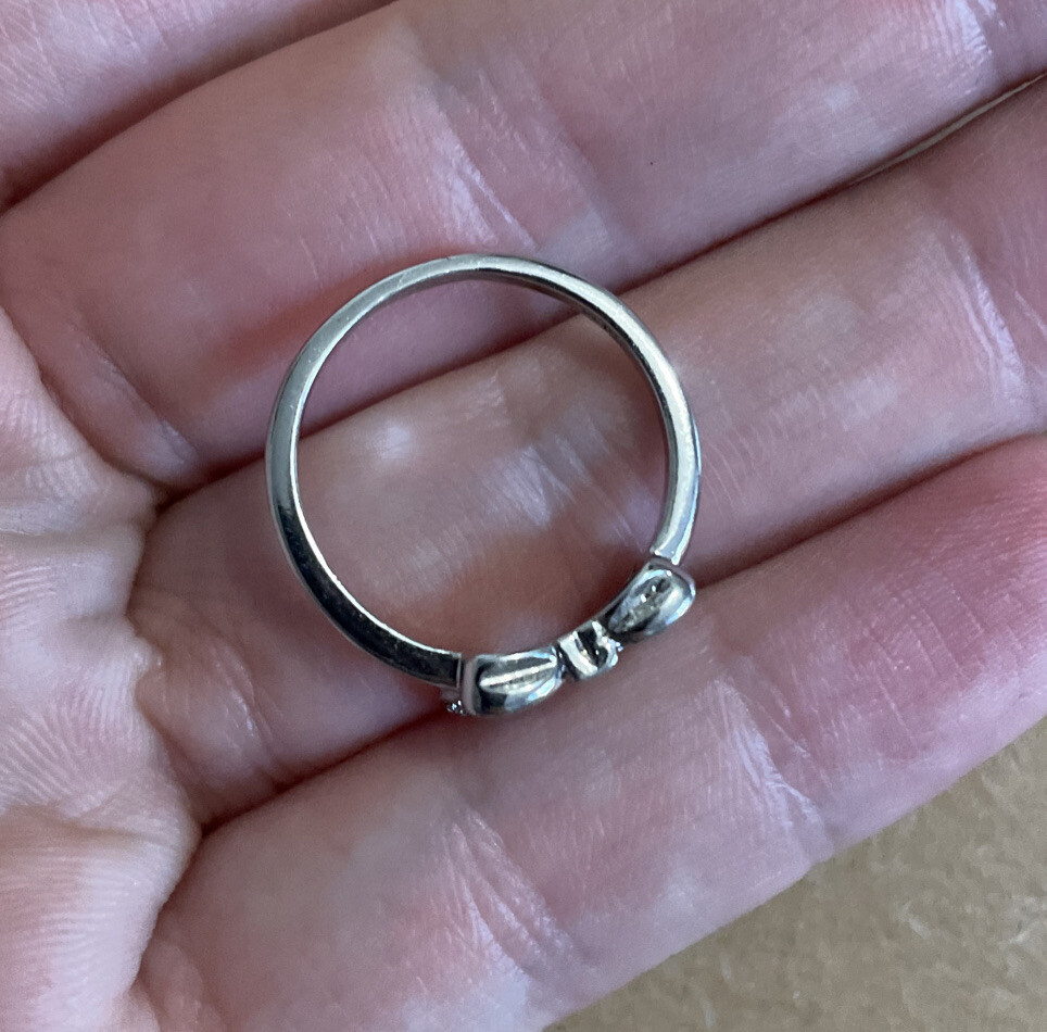 Sparkly Crystal Bow Solid Sterling Silver 925 Rin… - image 3