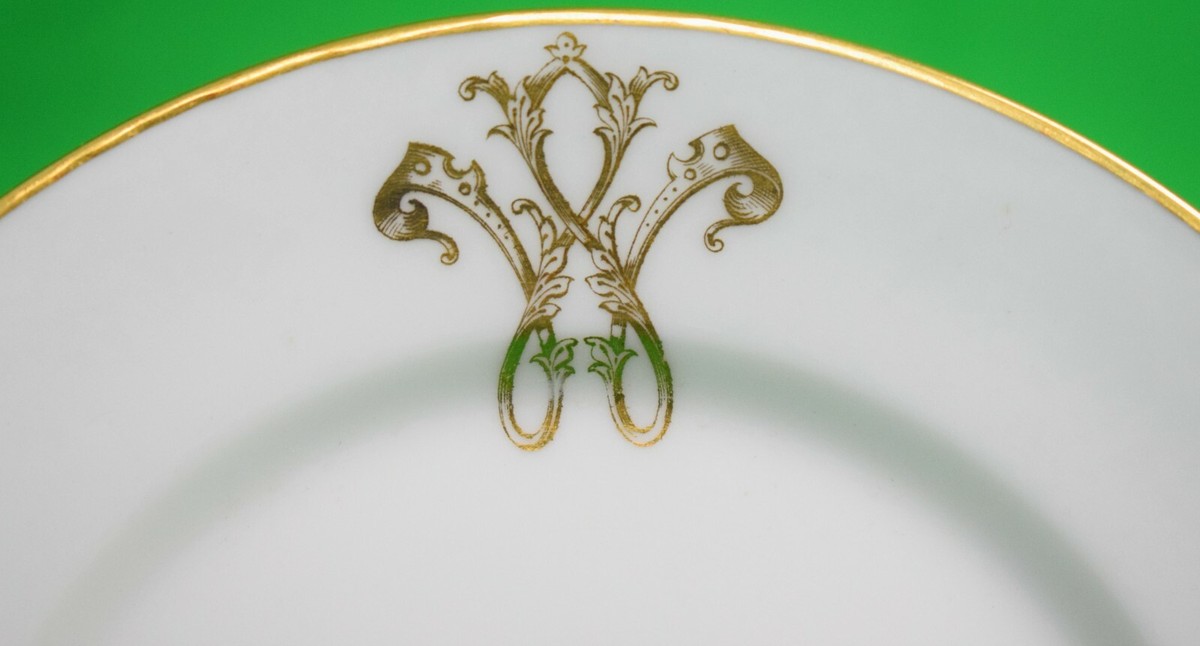 C. Ahrenfeldt Limoges French China Plate w/ Armorial Monogram 'W