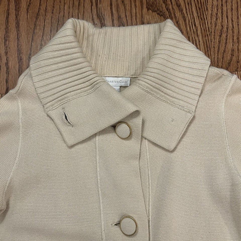 Charter Club Women’s Sweater Cardigan Button Up Size S Beige | eBay