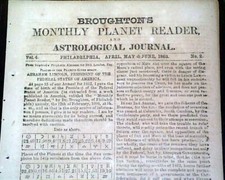 FUTURE Phrenology Horoscope American Civil War w/ ABRAHAM LINCOLN 1863 Newspaper