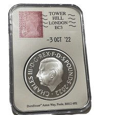 Uk Silver 50p & £5 DateStamp Pair First Portrait Of King Charles III