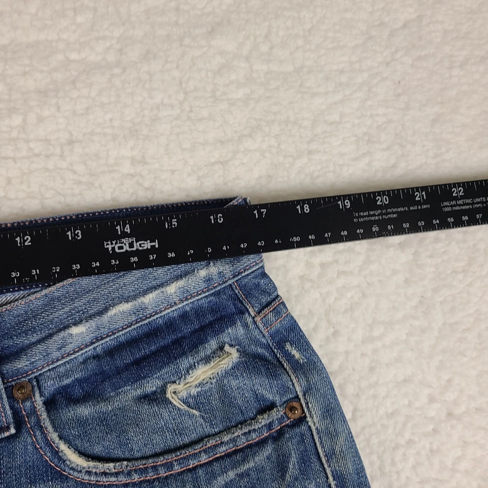 7 For All Mankind Jeans Mens 33x28 Blue Relaxed Fit Button Fly Denim HEMMED - Image 3 of 4