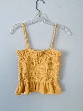NWT H&M Smocked Terry Camisole Top Size Small Light Orange Summer Festival Top