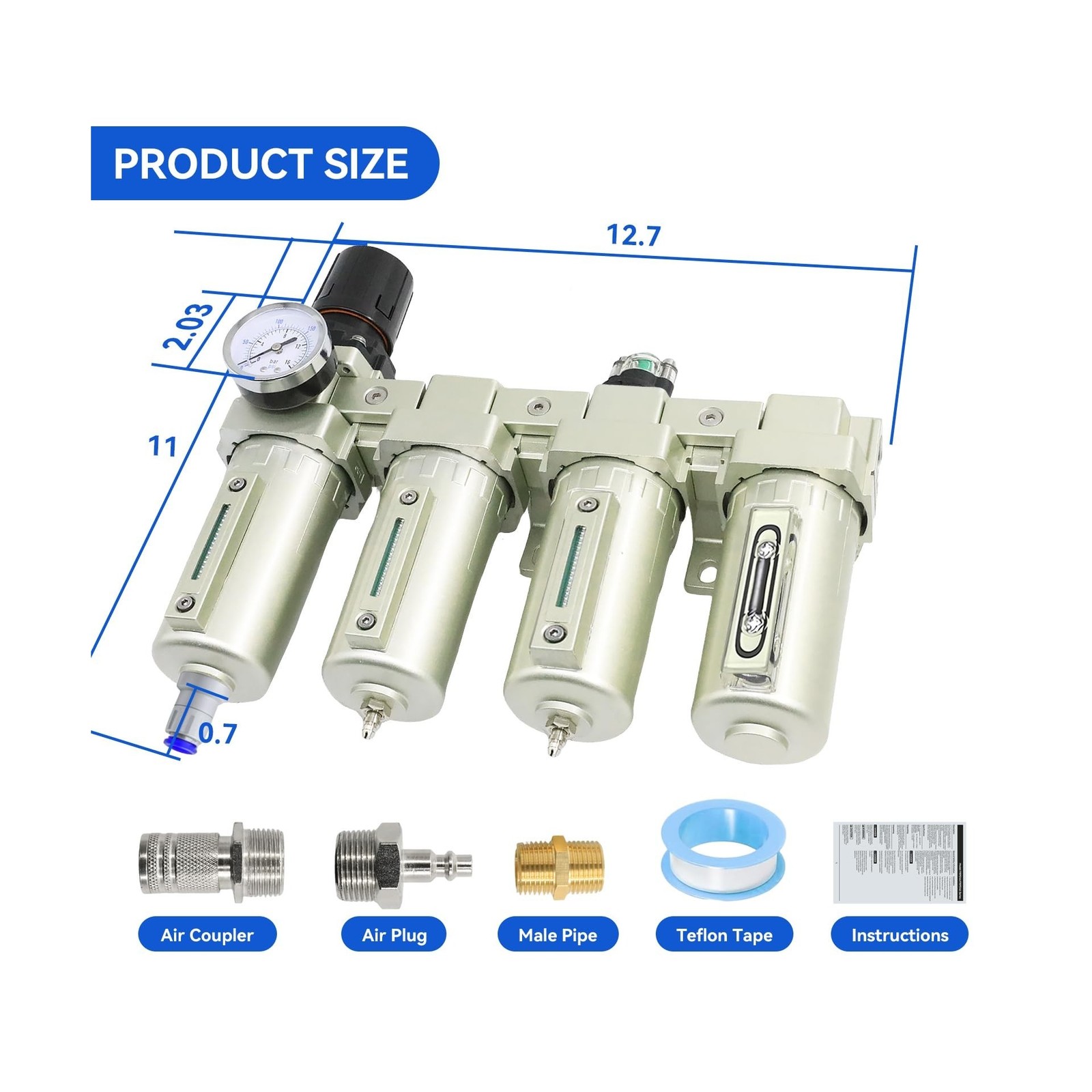 3/4" NPT Industrial Grade 4 Stage Air-Dryer-for-Compressor, Air-Compressor-Wa...