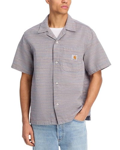 Carhartt WIP Gellar Jacquard Striped Camp Shirt Men's M Multicolor Short Sleeve