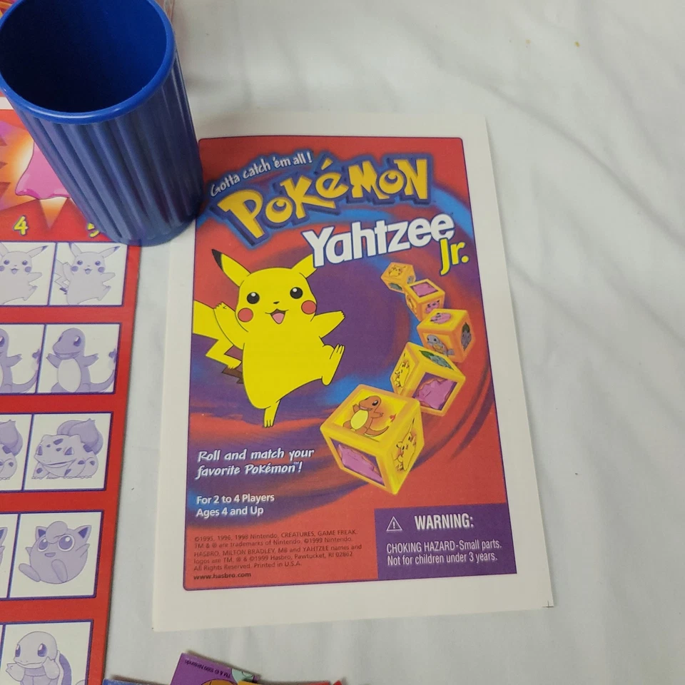 Vintage 1998 Pokemon Yahtzee Jr. 100% Complete Nintendo Milton Bradley Pikachu  - Image 4 of 4