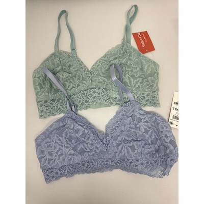 Brand New State of Day Women's Size XS Lot of 2 Bralette Lace Bras Green Blue 