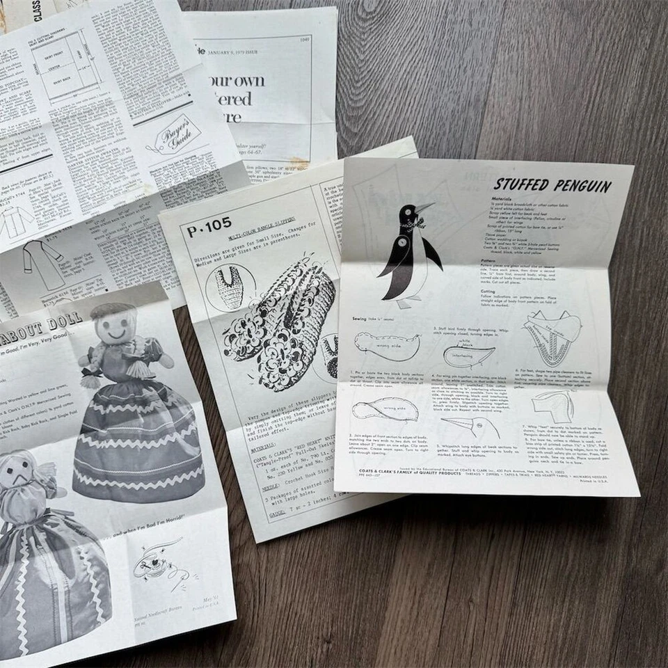 Lote de Patrones de Costura Vintage Años 60-70 Muñecas Juguetes Zapatillas Patrones Artesanales Afganos Foto 4 de 4