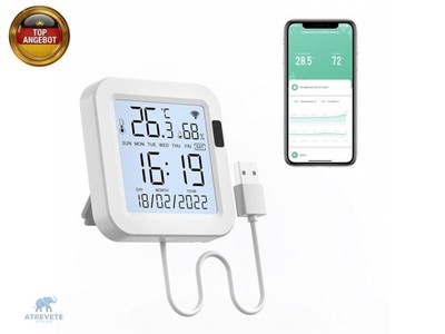 WiFi Thermometer Hygrometer Innen, Tuya Raumthermometer wlan Temperatursensor